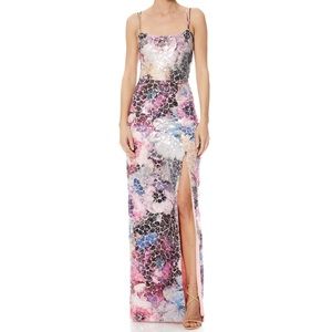 Theia joy column gown in Morning Glory Garlands